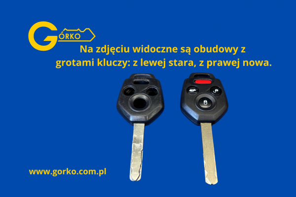 Naprawa stacyjki Subaru Outback 2011 (IV generacja) oraz kompletna regeneracja klucza – nowa obudowa, pilot PANIC i nowy grot