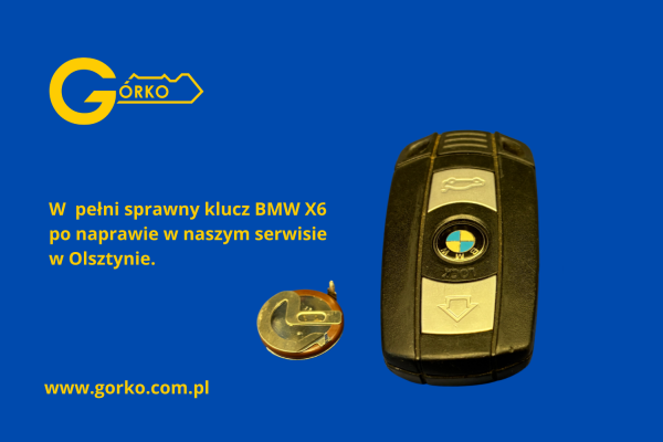 Pan Michał z Biskupca odbiera naprawiony klucz BMW X6 z warsztatu w Olsztynie.