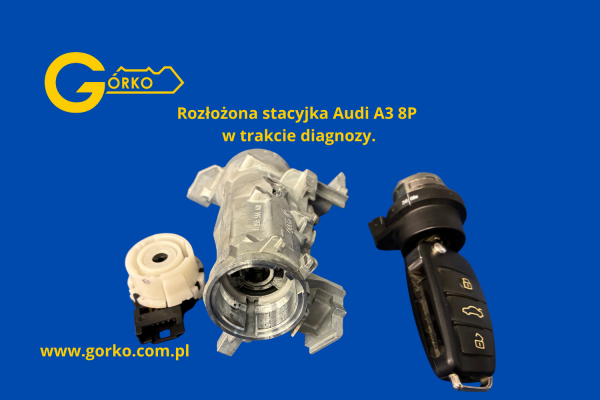 rozebrana stacyjka audi a3 przed naprawą
